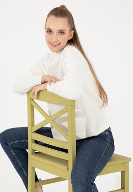 Kadın Krem Balıkçı Yaka Kazak - 50256628013