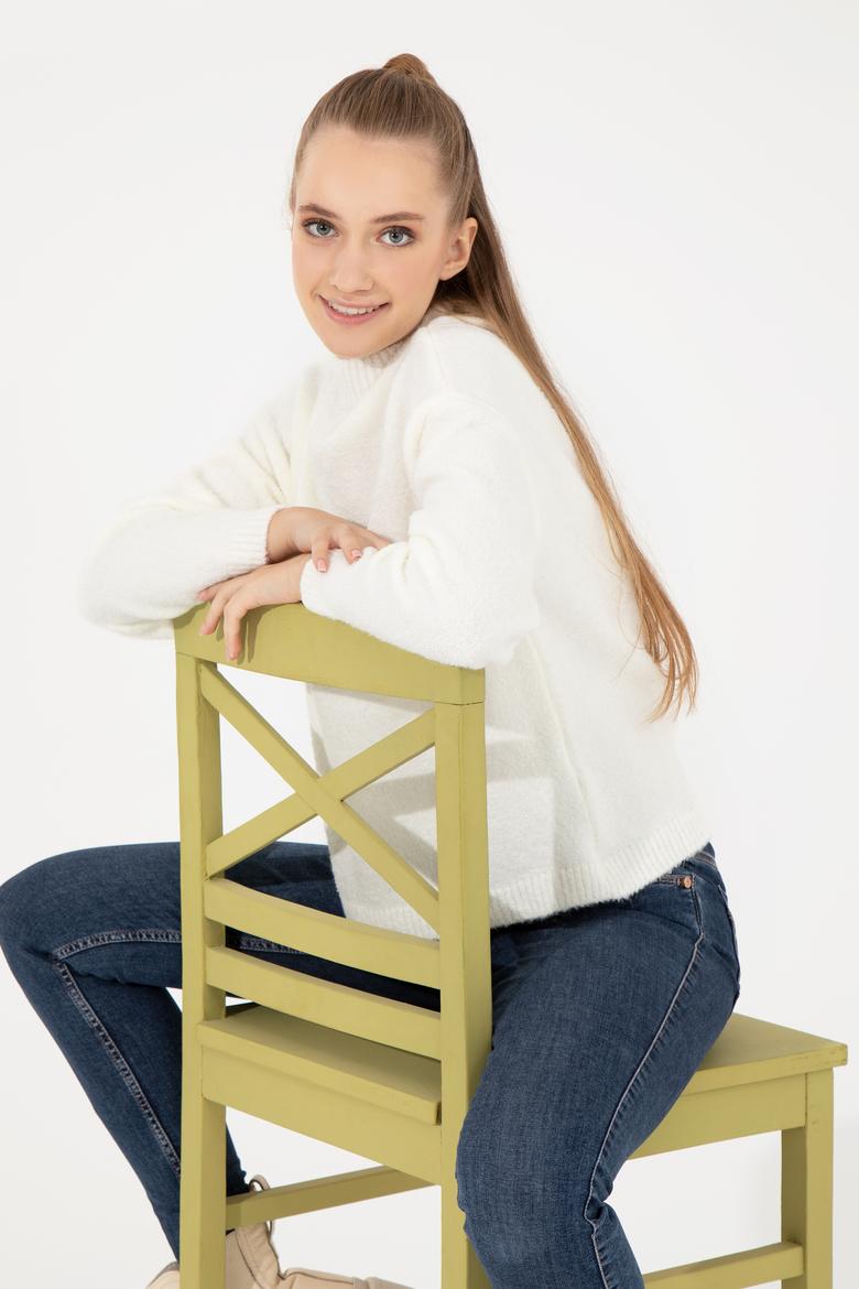 Kadın Krem Balıkçı Yaka Kazak - 50256628013