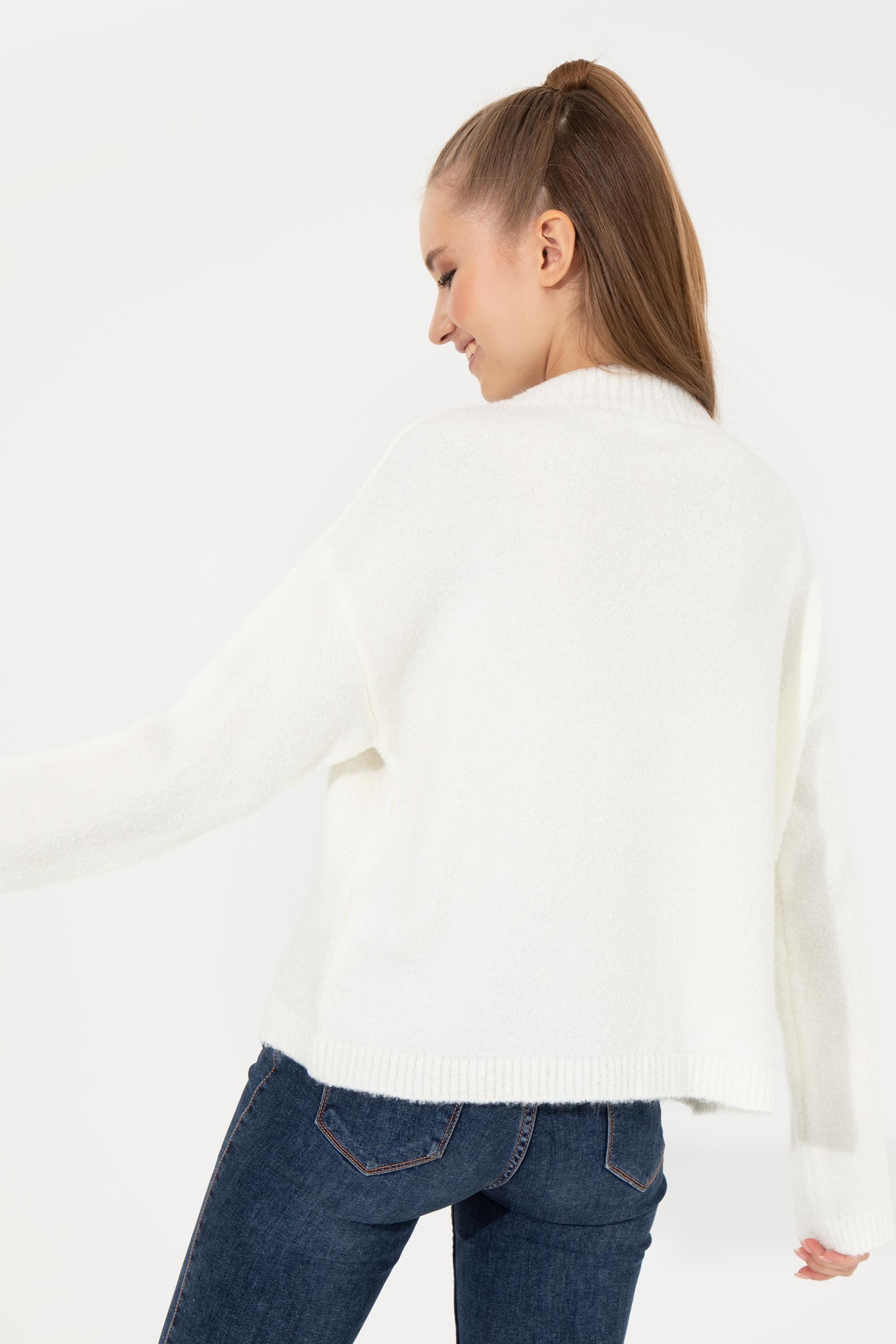 Kadın Krem Balıkçı Yaka Kazak