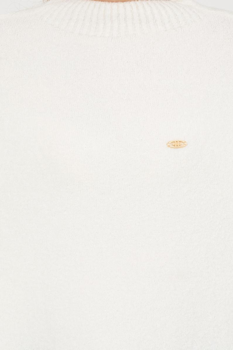 Kadın Krem Balıkçı Yaka Kazak