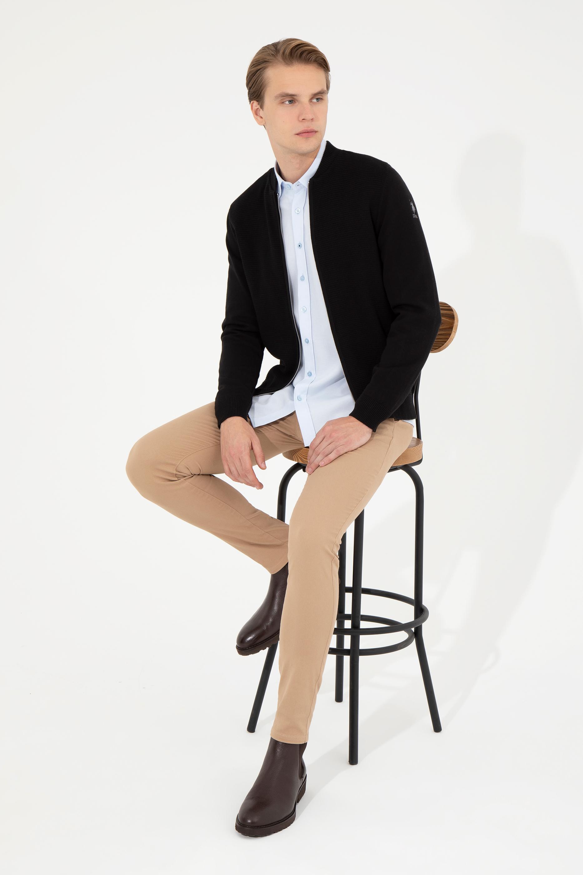 Erkek Siyah Basic Triko Hırka