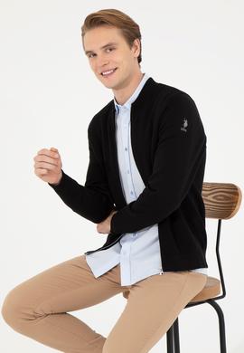 Erkek Siyah Basic Triko Hırka - 50256577014