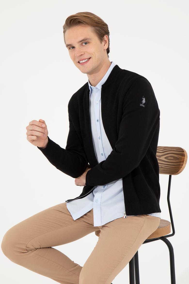 Erkek Siyah Basic Triko Hırka