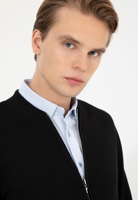 Erkek Siyah Basic Triko Hırka - 50256577014