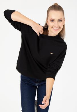Kadın Siyah Bisiklet Yaka Sweatshirt - 50261240014