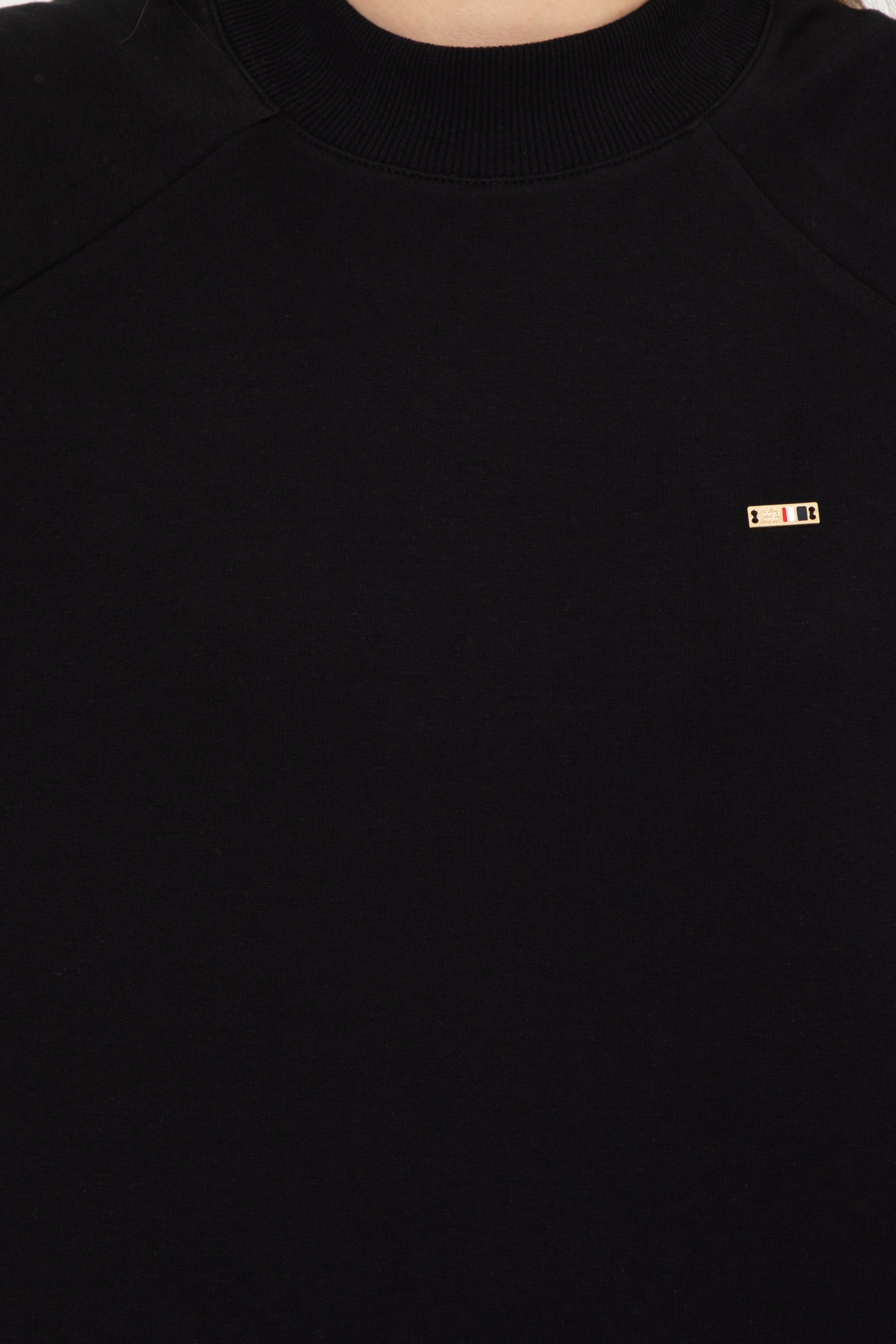 Kadın Siyah Bisiklet Yaka Sweatshirt - Image 6
