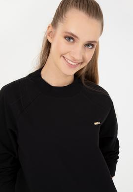 Kadın Siyah Bisiklet Yaka Sweatshirt - 50261240014