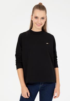 Kadın Siyah Bisiklet Yaka Sweatshirt - 50261240014