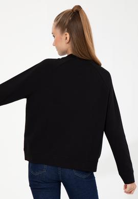 Kadın Siyah Bisiklet Yaka Sweatshirt - 50261240014