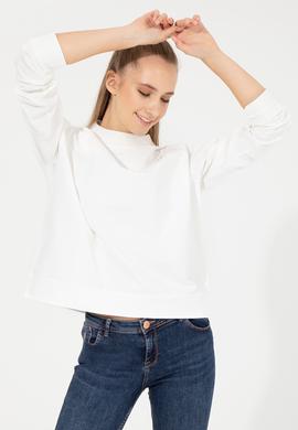 Kadın Ekru Bisiklet Yaka Sweatshirt - 50261240031