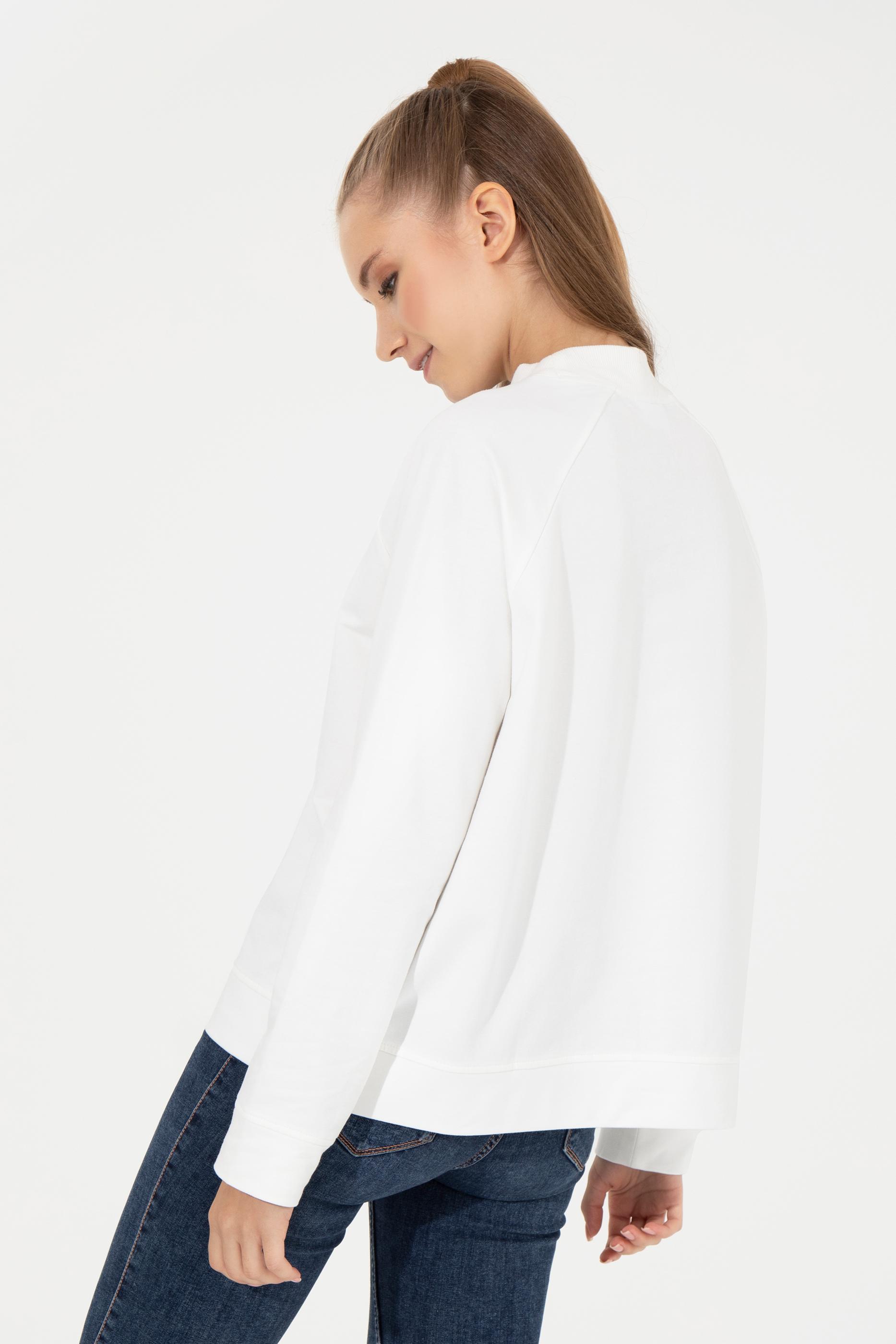 Kadın Ekru Bisiklet Yaka Sweatshirt