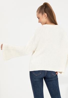 Kadın Krem Bisiklet Yaka Kazak - 50254292008