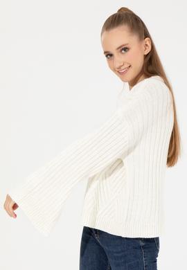 Kadın Krem Bisiklet Yaka Kazak - 50254292008