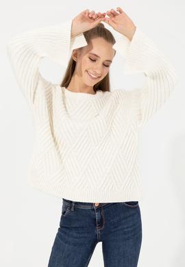 Kadın Krem Bisiklet Yaka Kazak - 50254292008