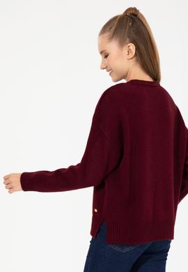 Kadın Vİşne Bisiklet Yaka Kazak - 50256651010