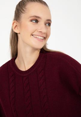 Kadın Vİşne Bisiklet Yaka Kazak - 50256651010