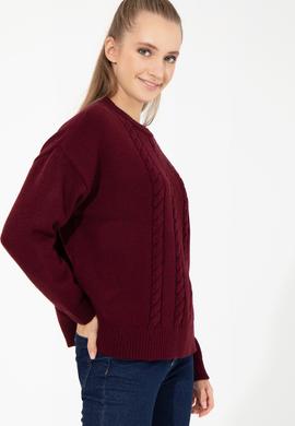 Kadın Vİşne Bisiklet Yaka Kazak - 50256651010