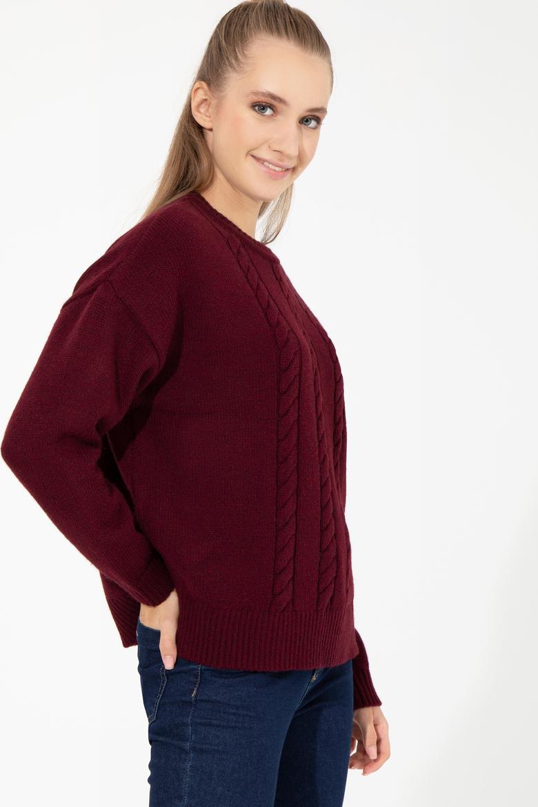 Kadın Vİşne Bisiklet Yaka Kazak - 50256651010