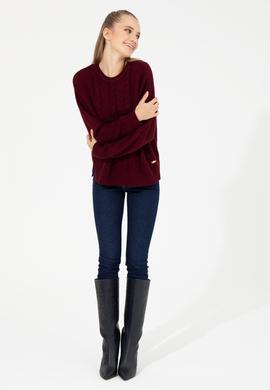 Kadın Vİşne Bisiklet Yaka Kazak - 50256651010