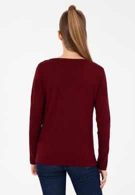 Kadın Bordo Bisiklet Yaka Kazak - 50251895005