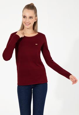 Kadın Bordo Bisiklet Yaka Kazak - 50251895005