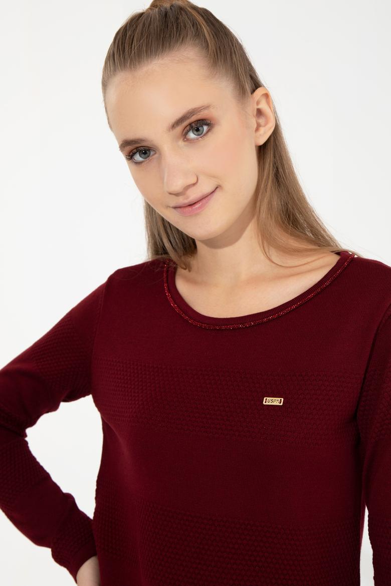 Kadın Bordo Bisiklet Yaka Kazak - 50251895005