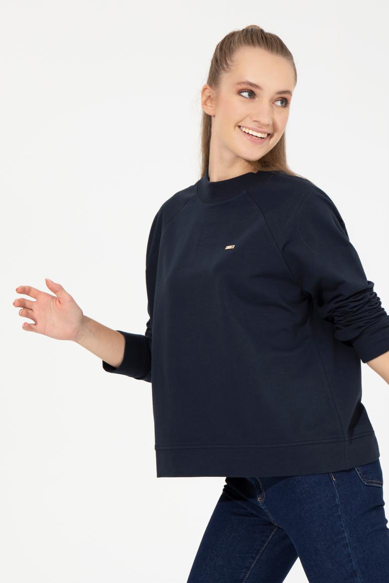 Kadın Lacivert Bisiklet Yaka Sweatshirt - 50261240005