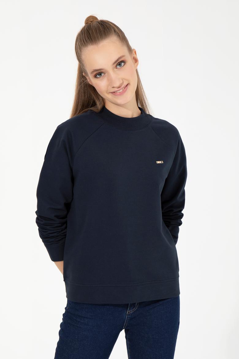 Kadın Lacivert Bisiklet Yaka Sweatshirt