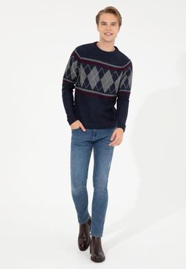 Erkek Lacivert Bisiklet Yaka Triko Kazak - 50258079007