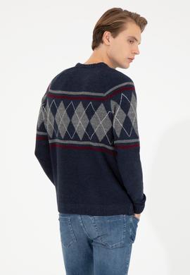 Erkek Lacivert Bisiklet Yaka Triko Kazak - 50258079007