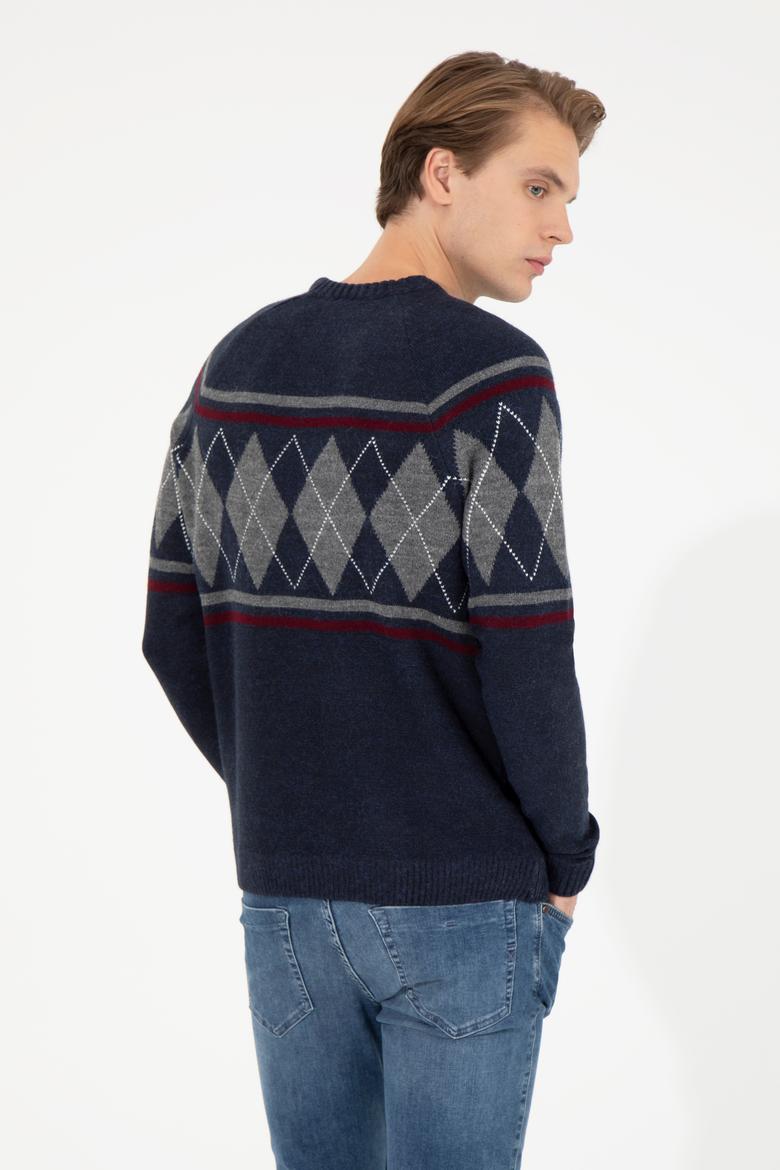 Erkek Lacivert Bisiklet Yaka Triko Kazak - 50258079007