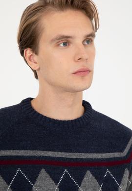 Erkek Lacivert Bisiklet Yaka Triko Kazak - 50258079007