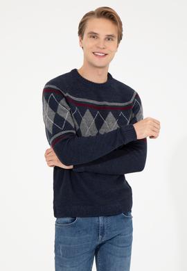 Erkek Lacivert Bisiklet Yaka Triko Kazak - 50258079007