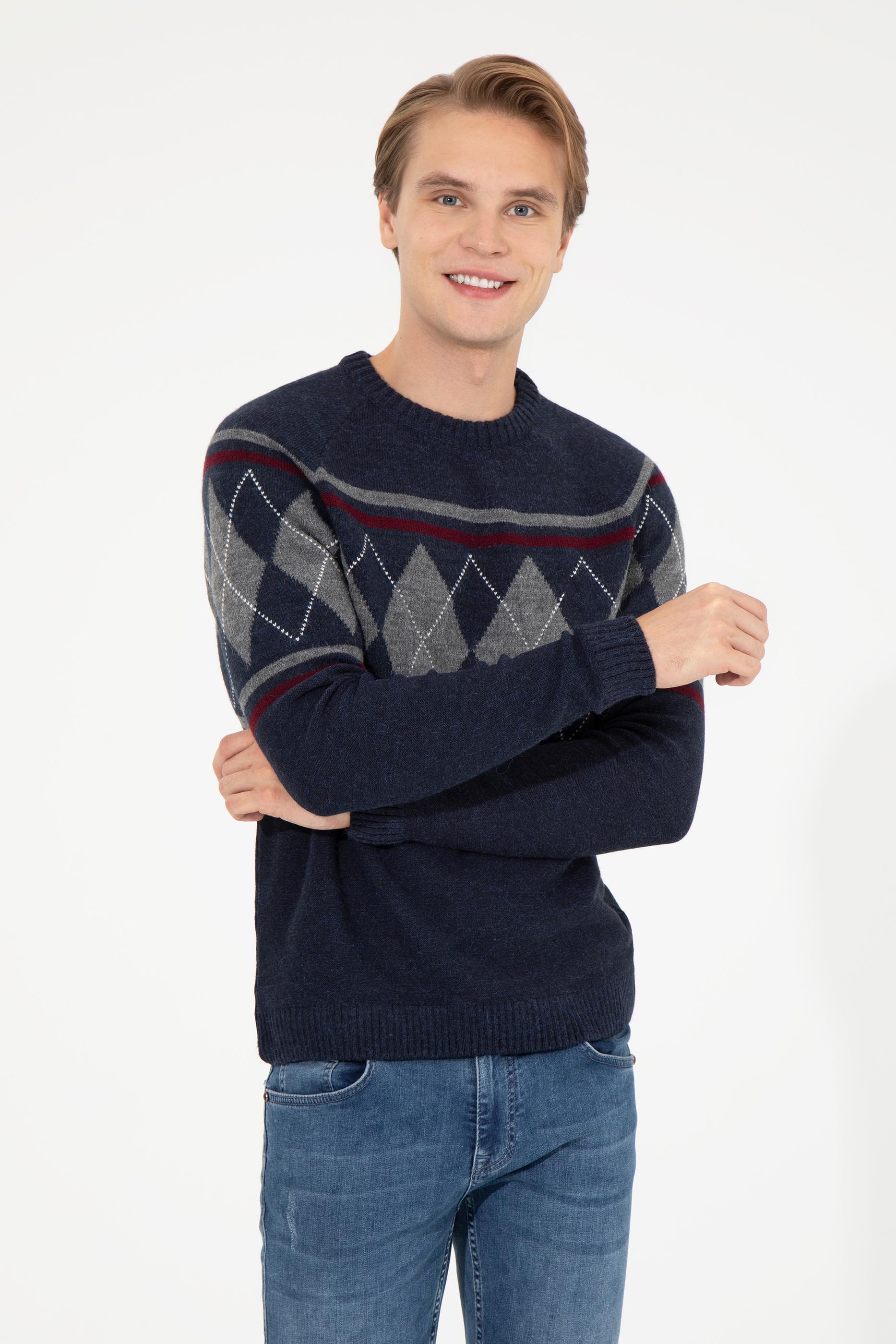 Erkek Lacivert Bisiklet Yaka Triko Kazak