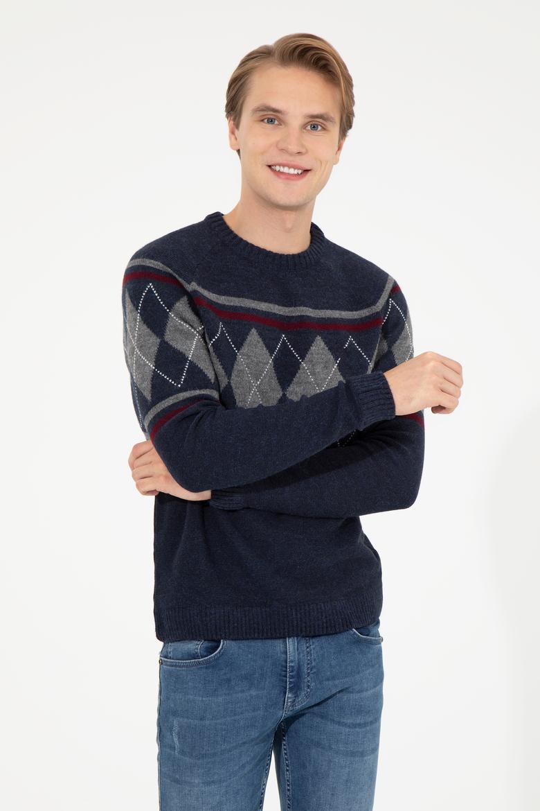 Erkek Lacivert Bisiklet Yaka Triko Kazak