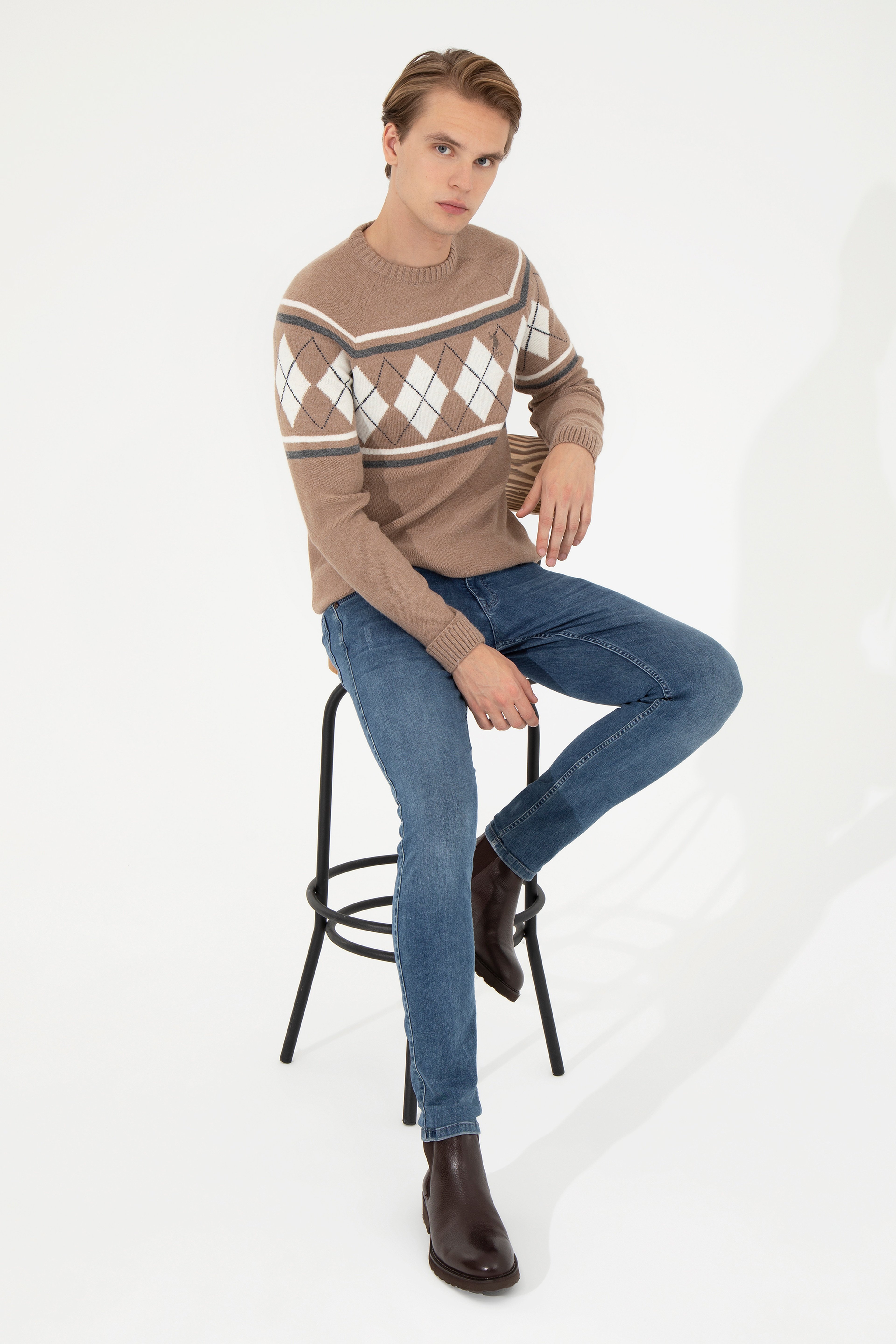 Erkek Camel Bisiklet Yaka Triko Kazak - Image 3