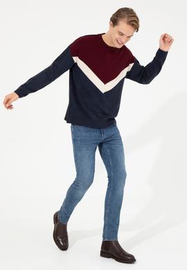 Erkek Lacivert Bisiklet Yaka Triko Kazak - 50258312002