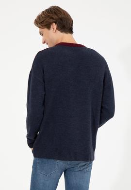 Erkek Lacivert Bisiklet Yaka Triko Kazak - 50258312002