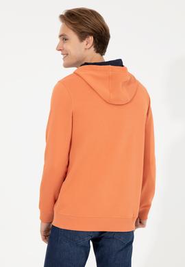 Erkek Kiremit Basic Kapüşonlu Sweatshirt - 50257173058