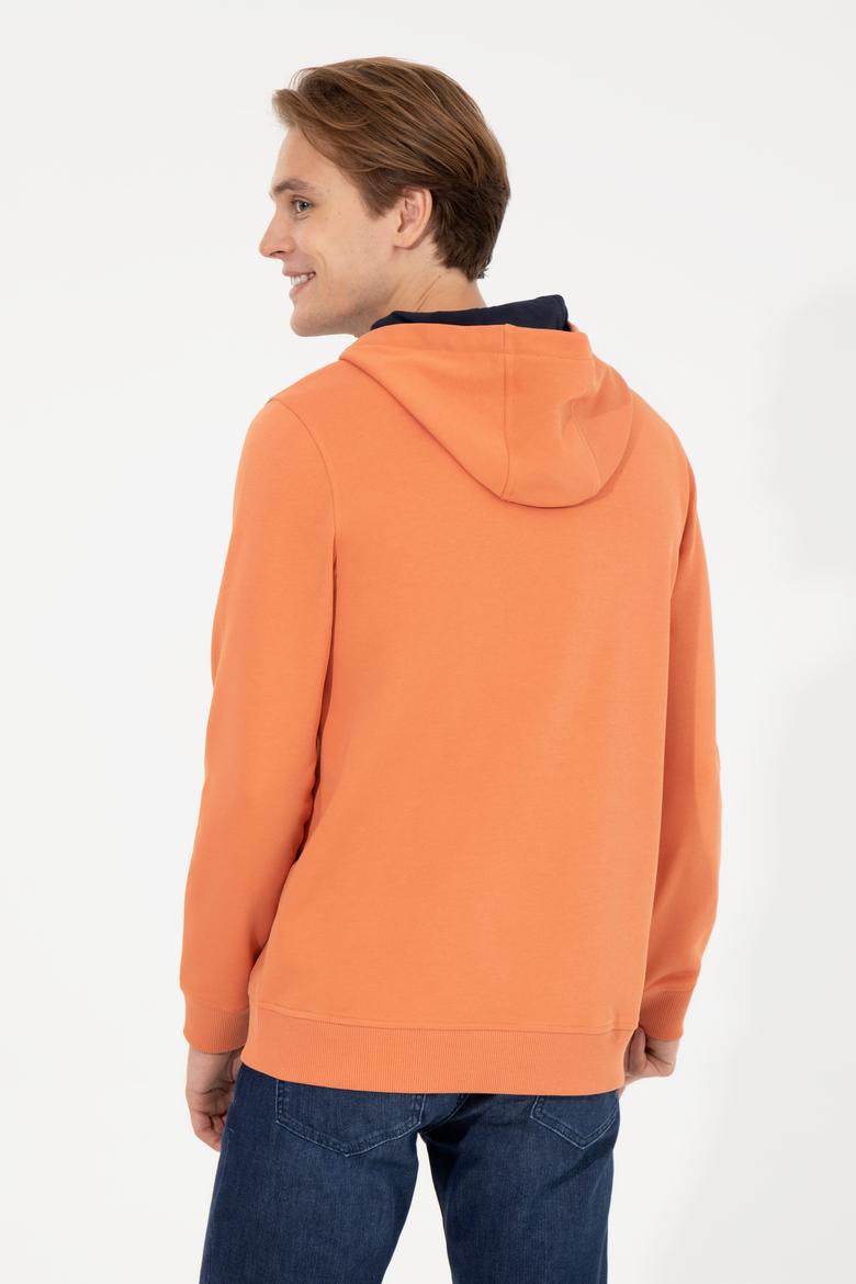 Erkek Kiremit Basic Kapüşonlu Sweatshirt - 50257173058