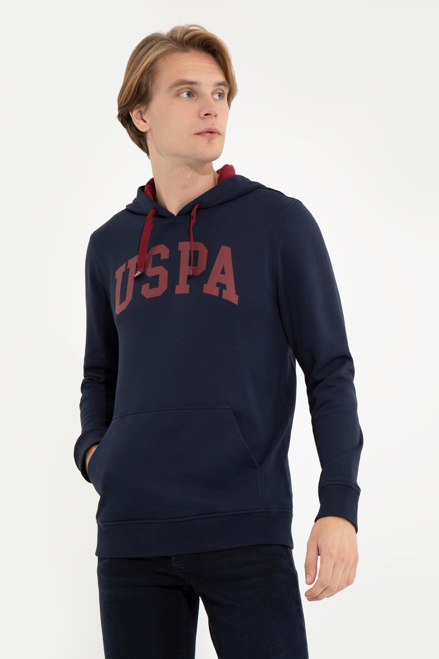Erkek Lacivert Kapüşonlu Basic Sweatshirt