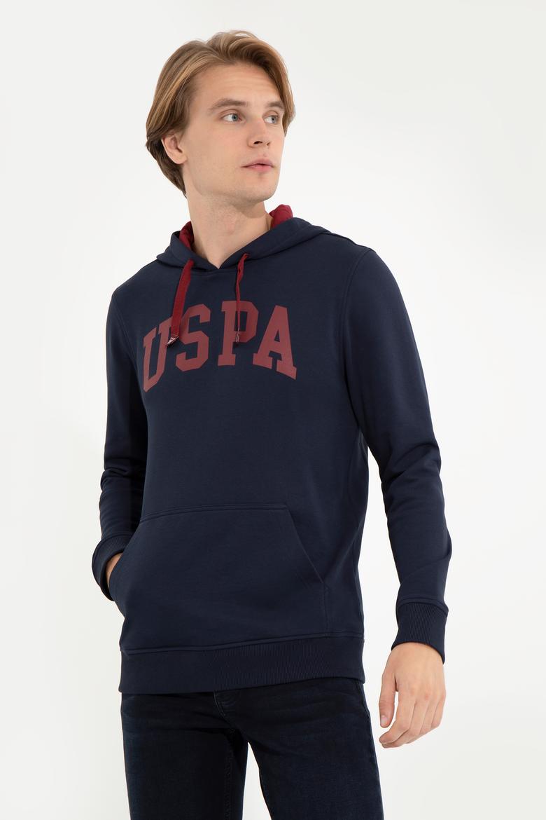 Erkek Lacivert Kapüşonlu Basic Sweatshirt