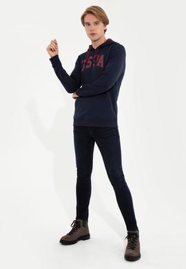 Erkek Lacivert Kapüşonlu Basic Sweatshirt - 50257173016