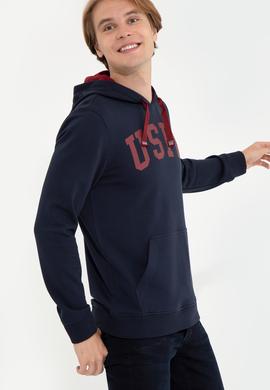 Erkek Lacivert Kapüşonlu Basic Sweatshirt - 50257173016