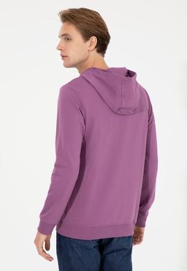Erkek Menekşe Kapüşonlu Basic Sweatshirt - 50257225116