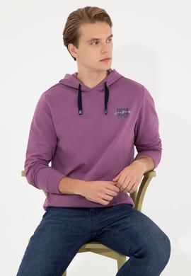Erkek Menekşe Kapüşonlu Basic Sweatshirt - 50257225116