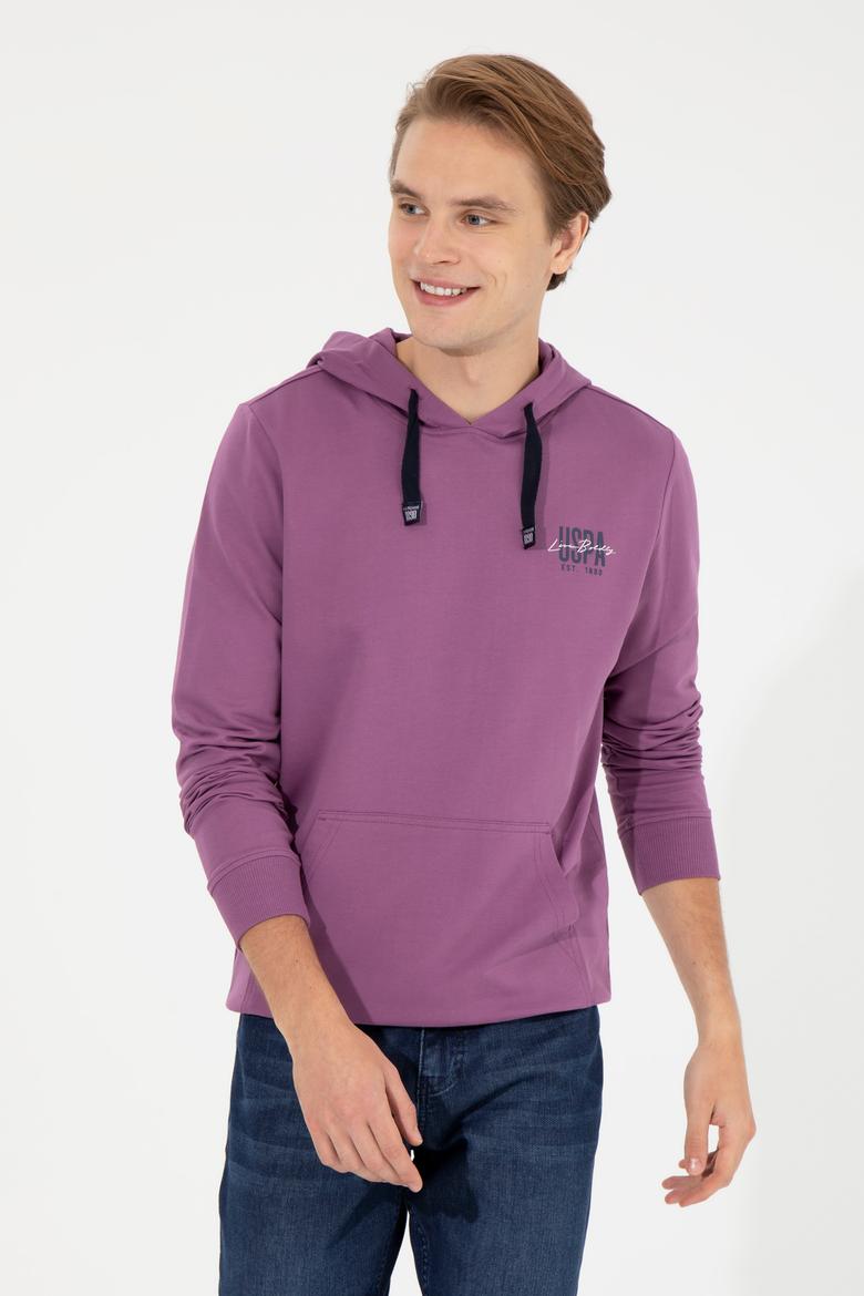 Erkek Menekşe Kapüşonlu Basic Sweatshirt - 50257225116