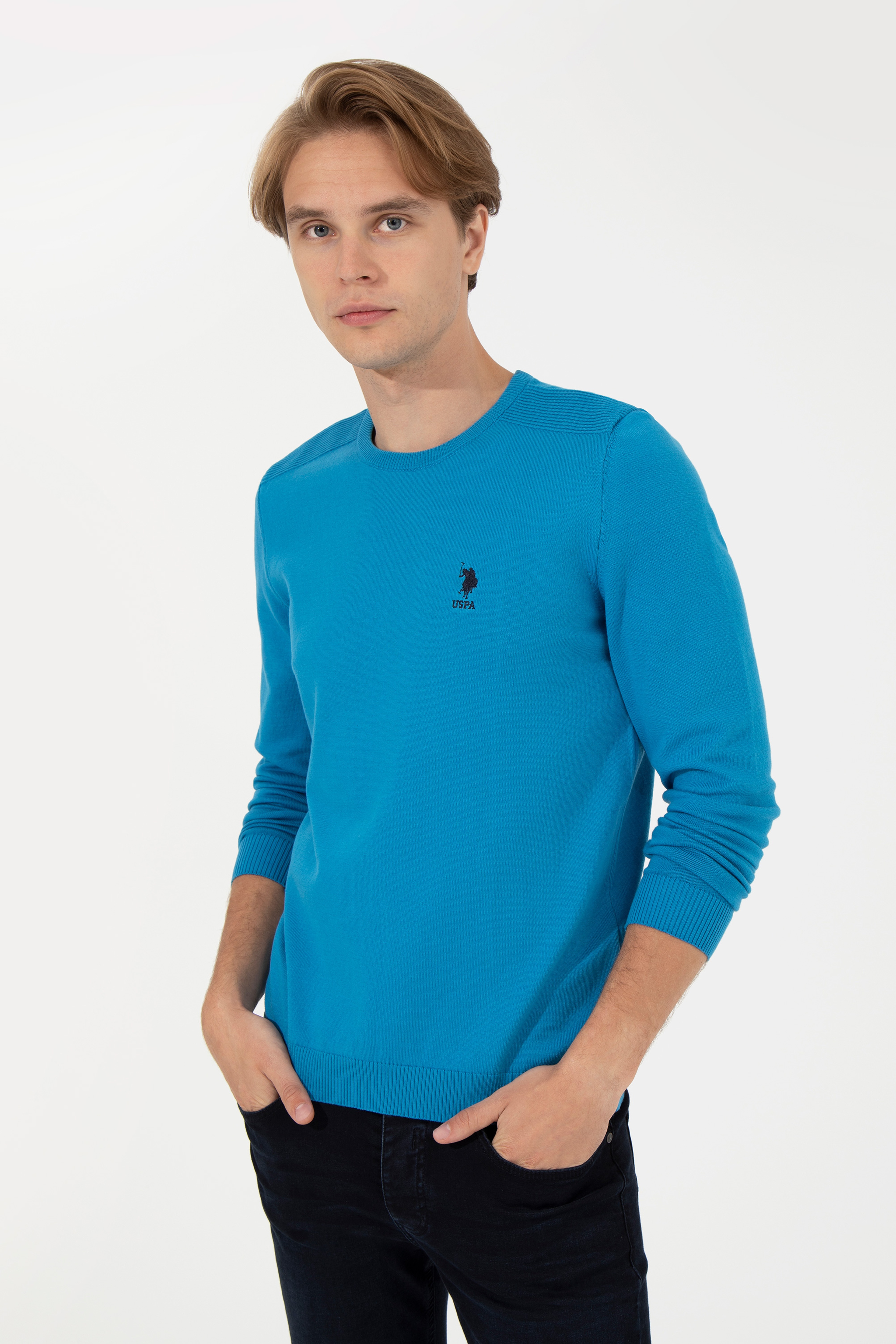 Erkek Kobalt Mavi Basic Kazak - Image 3