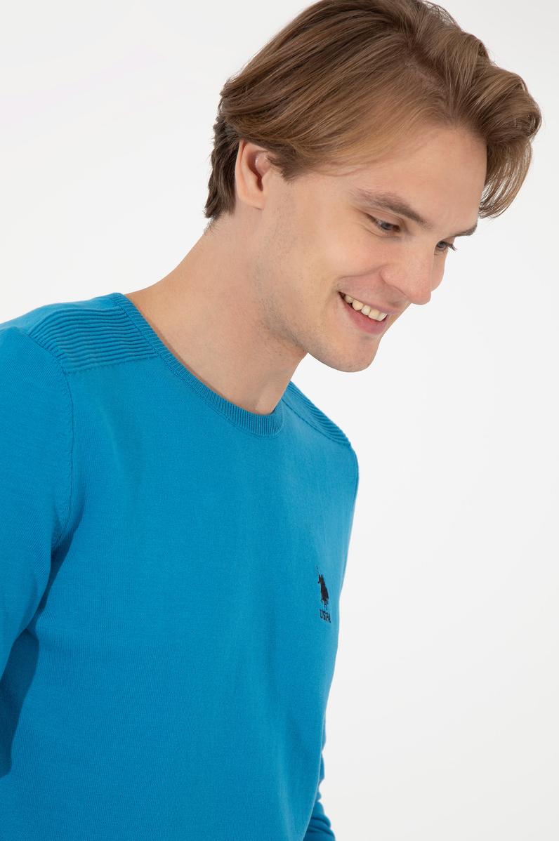 Erkek Kobalt Mavi Basic Kazak