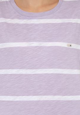 Kadın Lila Bisiklet Yaka Tişört - 50249013013